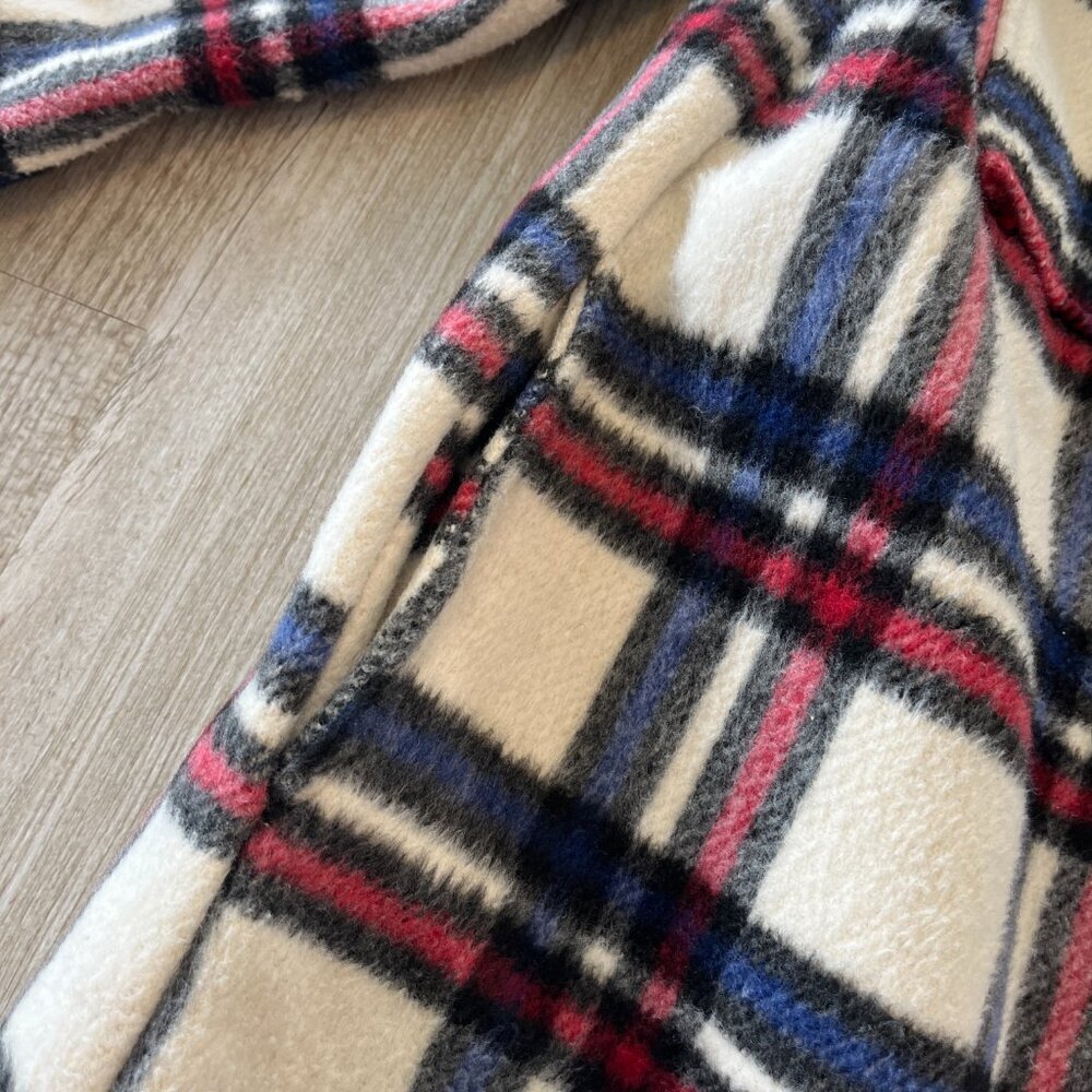 Womens Fashion Nova White/Red/Blue Plaid Heavyweight Trench Jacket/Coat - S/M - Picture 5 of 8
